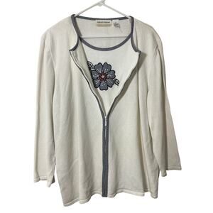 Vintage Alfred Dunner Twinset White/ Blue Flower 2X